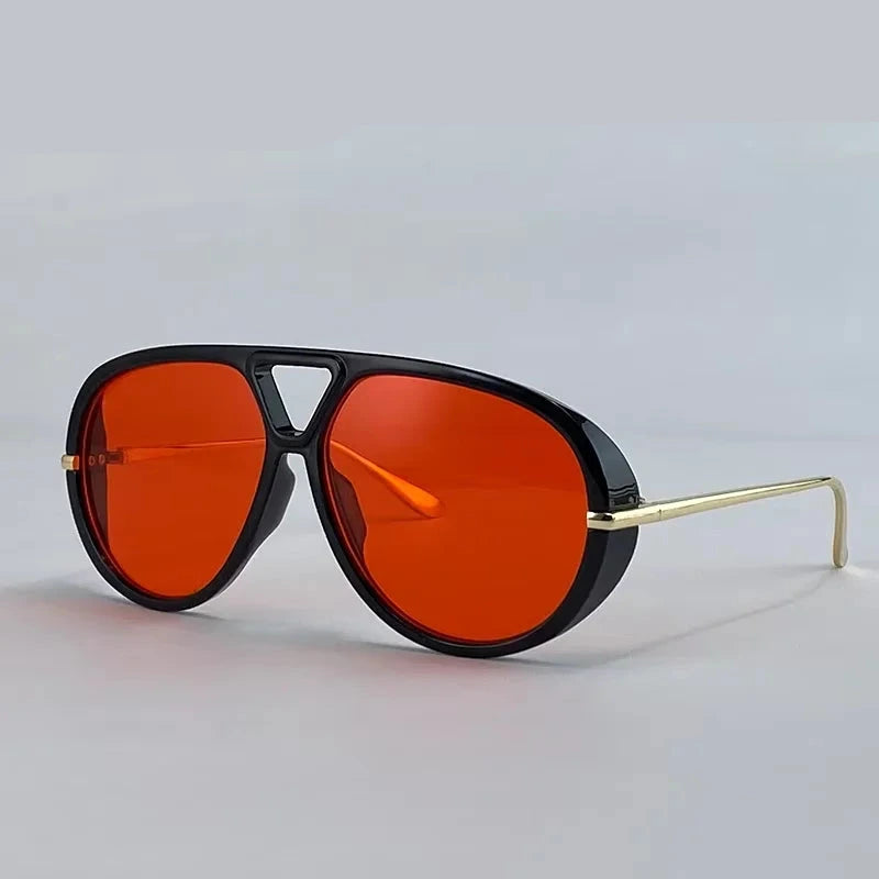 Women's Oversized Oval Punk Pilot Large Sunglasses