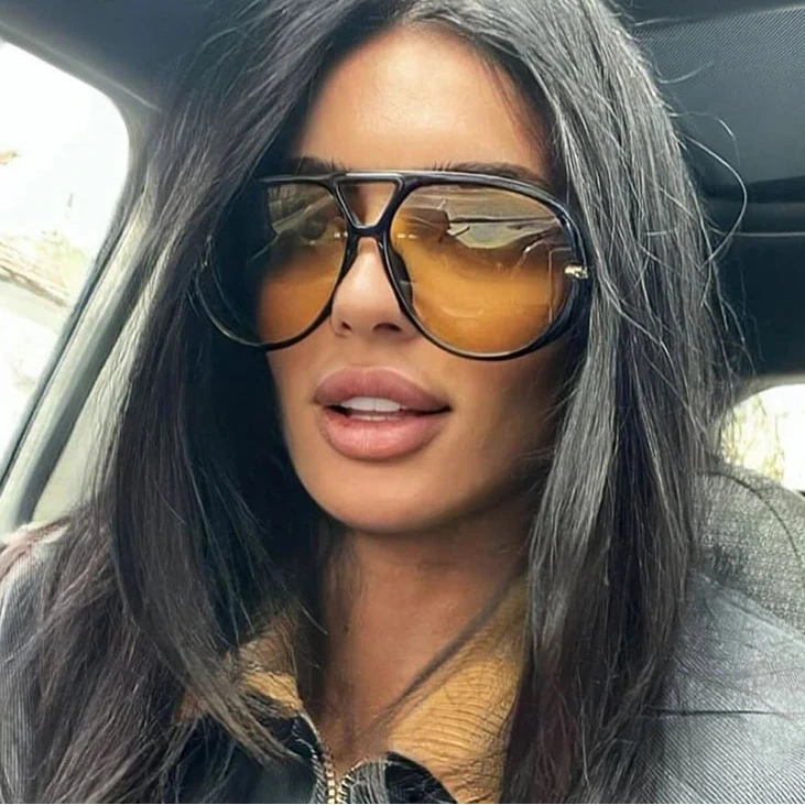 Women's Oversized Oval Punk Pilot Large Sunglasses