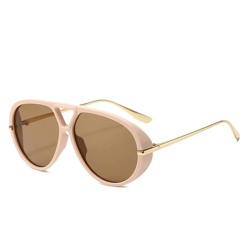 Women's Oversized Oval Punk Pilot Large Sunglasses