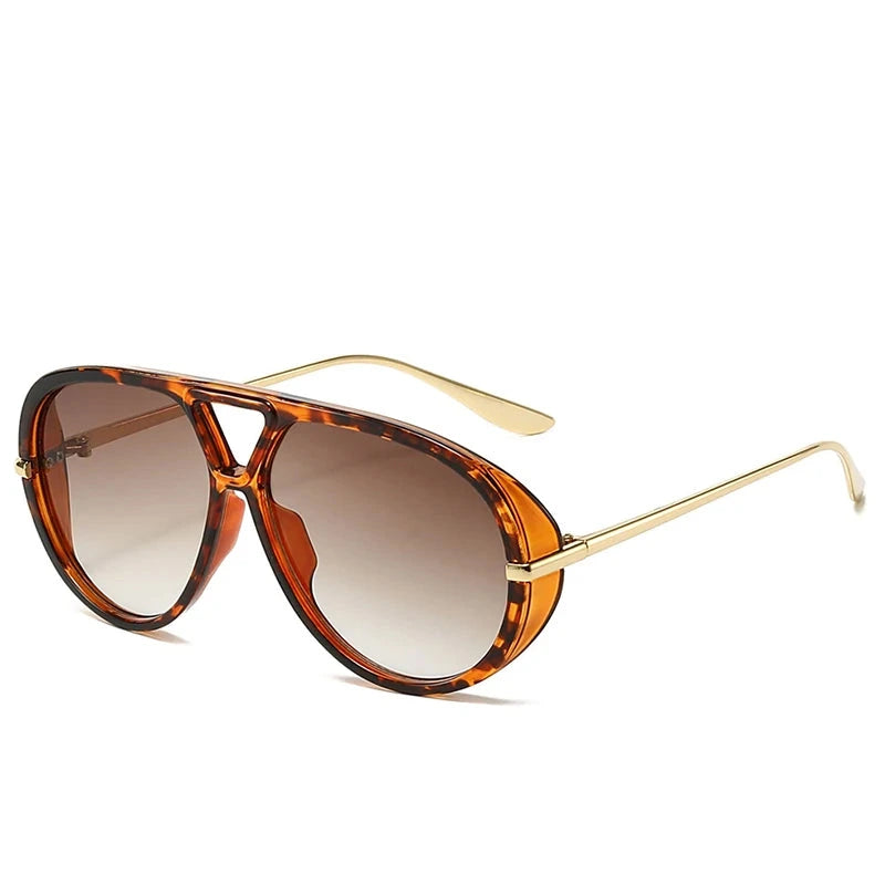 Women's Oversized Oval Punk Pilot Large Sunglasses