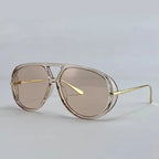 Women's Oversized Oval Punk Pilot Large Sunglasses