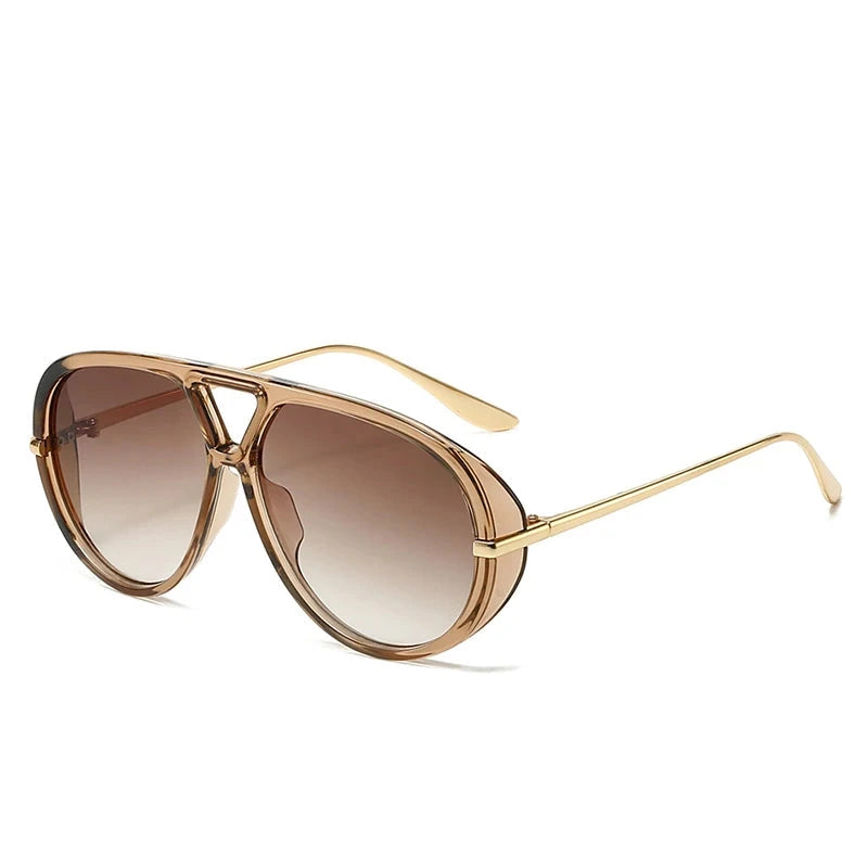 Women's Oversized Oval Punk Pilot Large Sunglasses