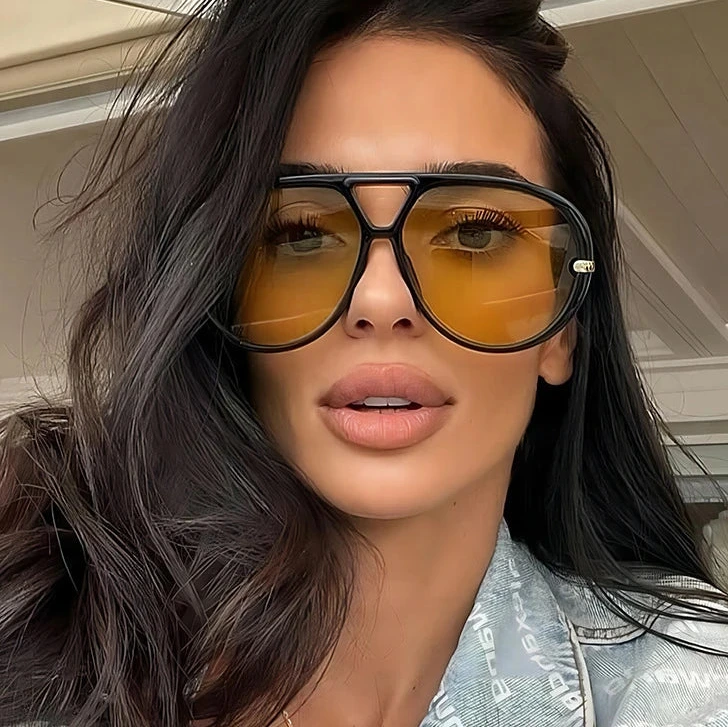 Women's Oversized Oval Punk Pilot Large Sunglasses