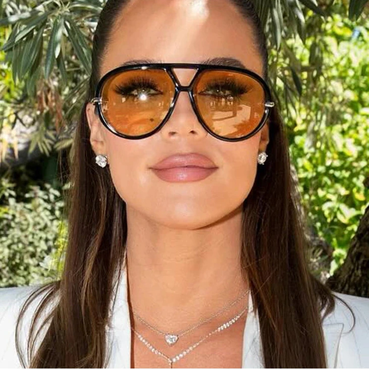 Women's Oversized Oval Punk Pilot Large Sunglasses
