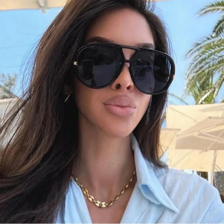 Women's Oversized Oval Punk Pilot Large Sunglasses
