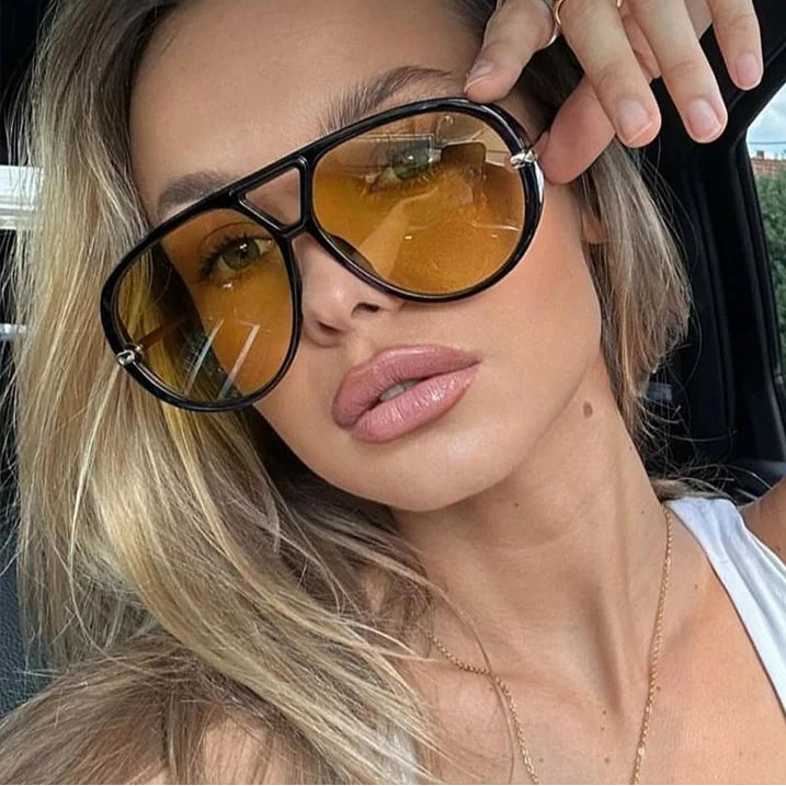 Women's Oversized Oval Punk Pilot Large Sunglasses
