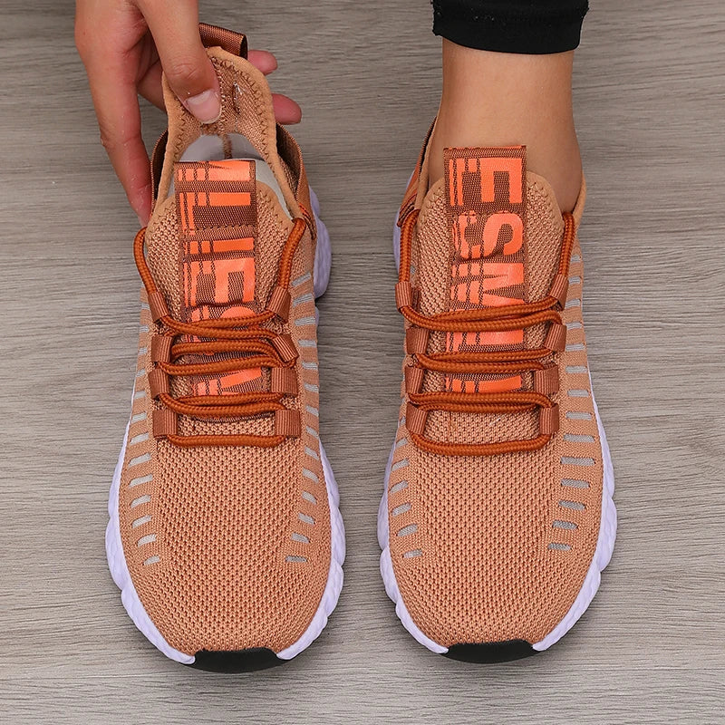Khaki orange sneakers lightweight comfortable women's 
