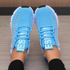 Blue cute air mesh breathable women's athletic sneaker shoes comfortable light. 