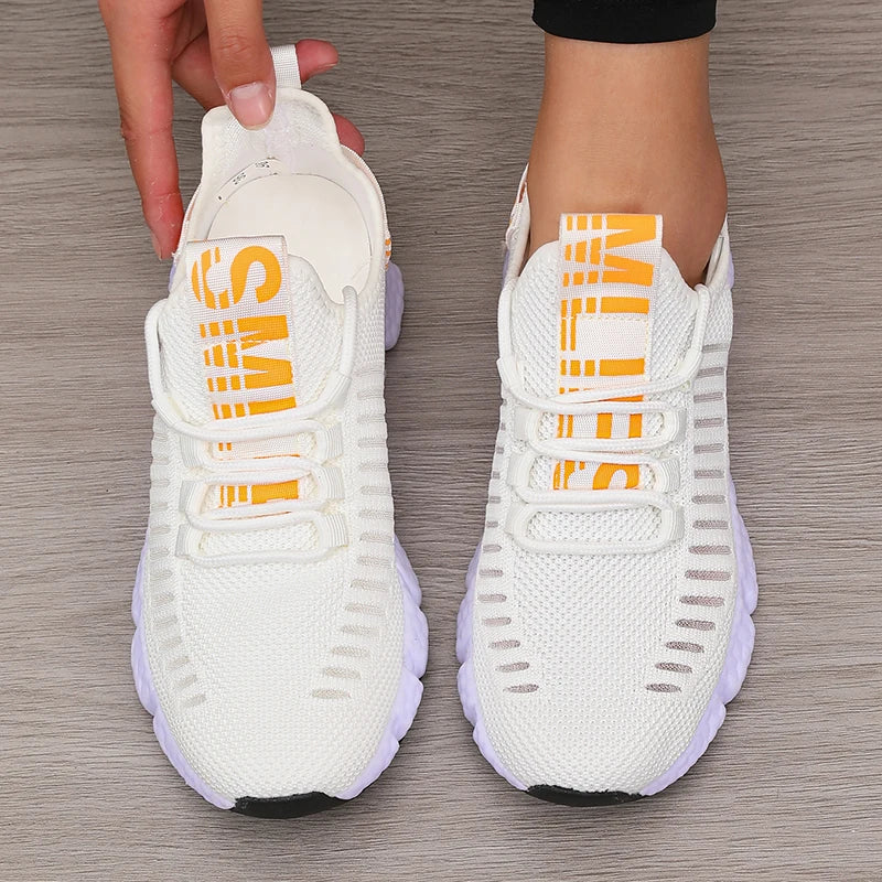 White soft lightweight breathable womens sneakers stylish cute