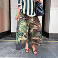 Women's Camo Ultra Baggy Shorts Extra Long Loose Capri Pants