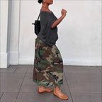 Women's Camo Ultra Baggy Extra Long Shorts Loose Capri Pants