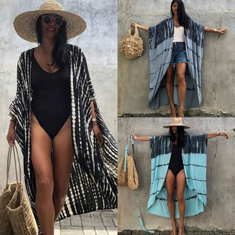 Beach Cover Up Kimono-Style Swimsuit Wrap Resort Wear Bikini Cape