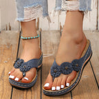 Sandals Slides Slip On Flip Flops Flats Women's Flower Design