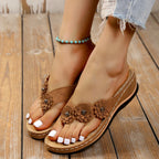 Sandals Slides Slip On Flip Flops Flats Women's Flower Design