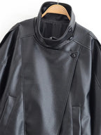 Women's Biker Jacket Faux Leather Motorcycle High Collar