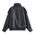 Women's Biker Jacket Faux Leather Motorcycle High Collar
