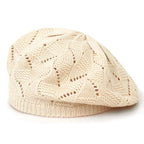 Women's Plain Knit Beret French Artist Hat Thin Acrylic Beanie