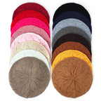 Women's Plain Knit Beret French Artist Hat Thin Acrylic Beanie