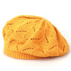 Women's Plain Knit Beret French Artist Hat Thin Acrylic Beanie