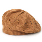 Women's Plain Knit Beret French Artist Hat Thin Acrylic Beanie