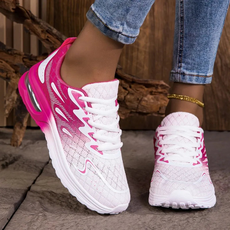Cute stylish women's rose red running shoes.