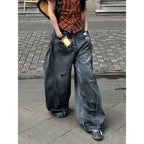 Women's Ultra Baggy Cargo Denim Jeans Vintage Wide Leg Y2K