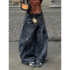 Women's Ultra Baggy Cargo Denim Jeans Vintage Wide Leg Y2K