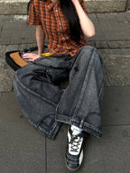 Women's Ultra Baggy Cargo Denim Jeans Vintage Wide Leg Y2K