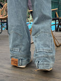 Women's Upside Down Retro Baggy Jeans Loose Fit High Street Denim Pants