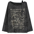 Vintage Baggy Y2K Punk Techno Off Shoulder T-shirt