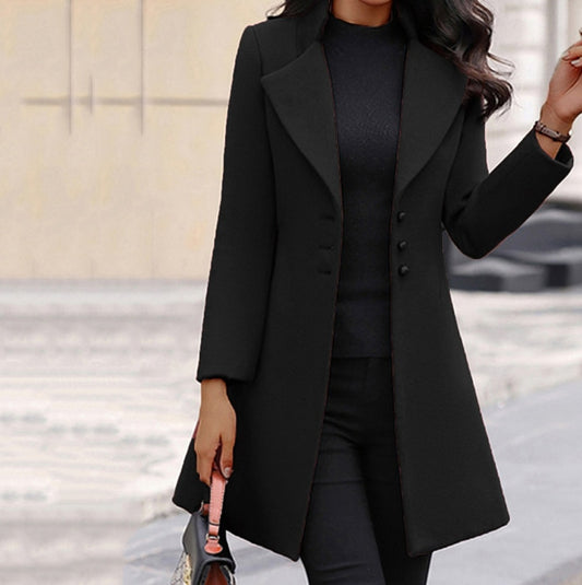 Women's Single Breasted Mid Length Button Overcoat Outwear-Keep Melbourne Marvellous Official Store