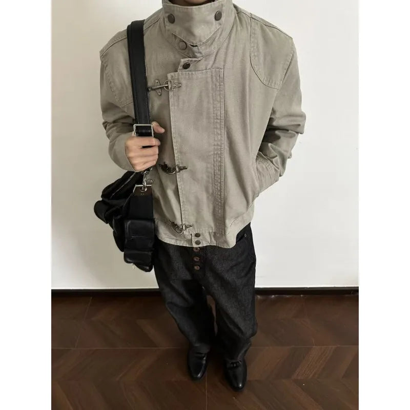 Men's Vintage Fashion Jacket With Fireman Clasps