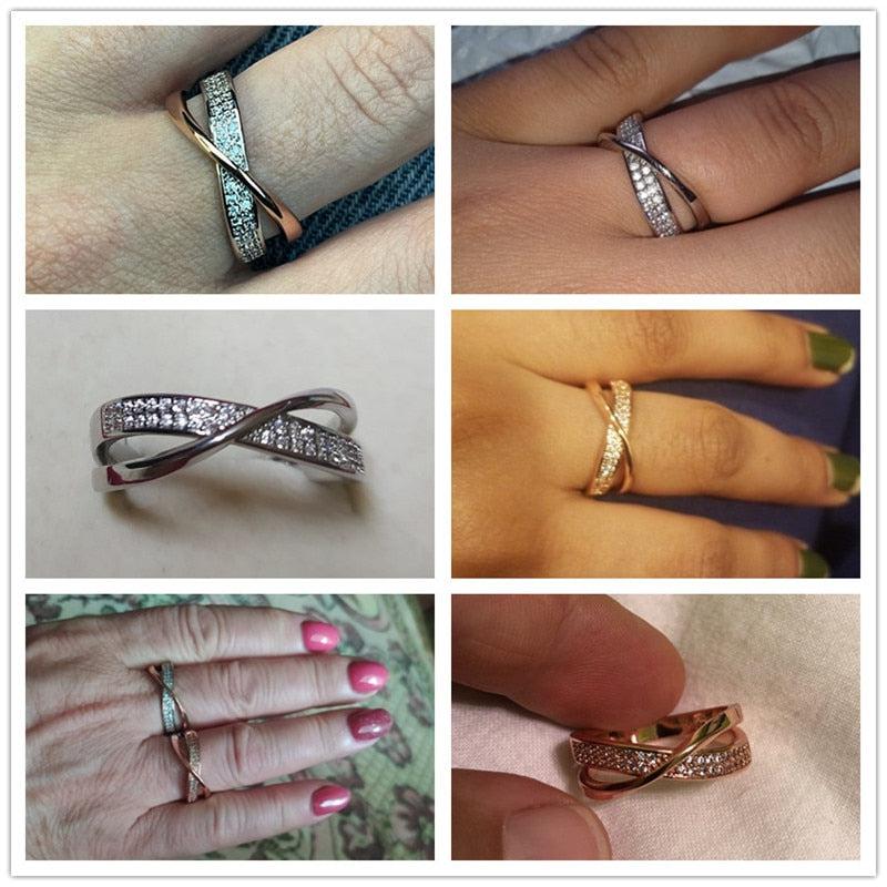 X-Shape Ring Two-Tone Silver Gold Custom CZ Diamonds Jewellery
