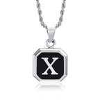 Name Initial Personalised Necklace A-Z Square Stainless Steel Pendant