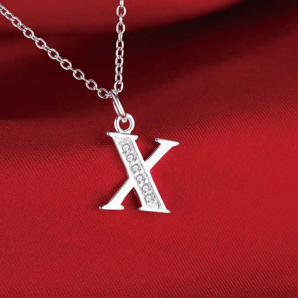 Letters Sterling Silver Necklace Pendant Name Initial