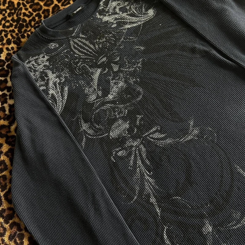 Y2K Grunge Cyber Mall Emo Goth Long Sleeve T-shirt Graphic Print