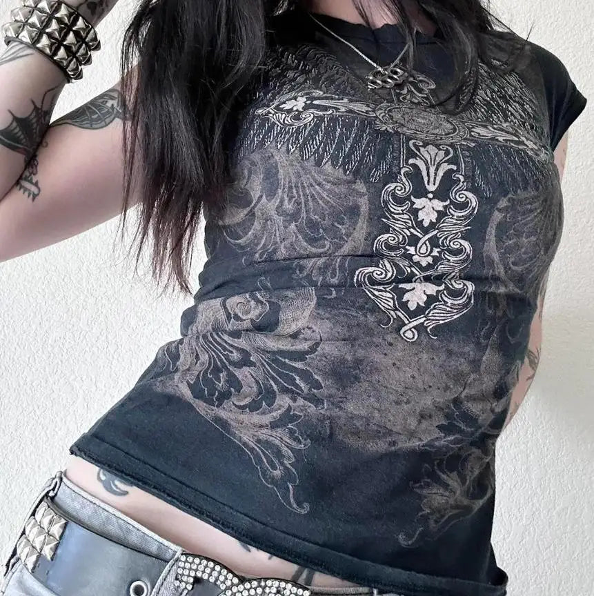 Y2K Grunge Cyber Mall Emo Goth Long Sleeve T-shirt Graphic Print