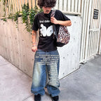 Y2K Men's Baggy Jeans Vintage American Pattern Letter Streetwear Wide Leg