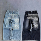Y2K Men's Baggy Jeans Vintage American Pattern Letter Streetwear Wide Leg