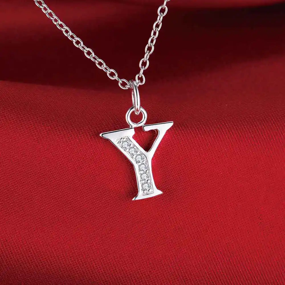 Letters Sterling Silver Necklace Pendant Name Initial