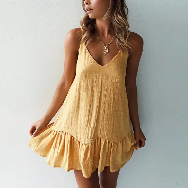 Ruffle Spaghetti Strap Dress Mini Slip Sundress