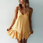 Ruffle Spaghetti Strap Dress Mini Slip Sundress