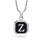 Name Initial Personalised Necklace A-Z Square Stainless Steel Pendant