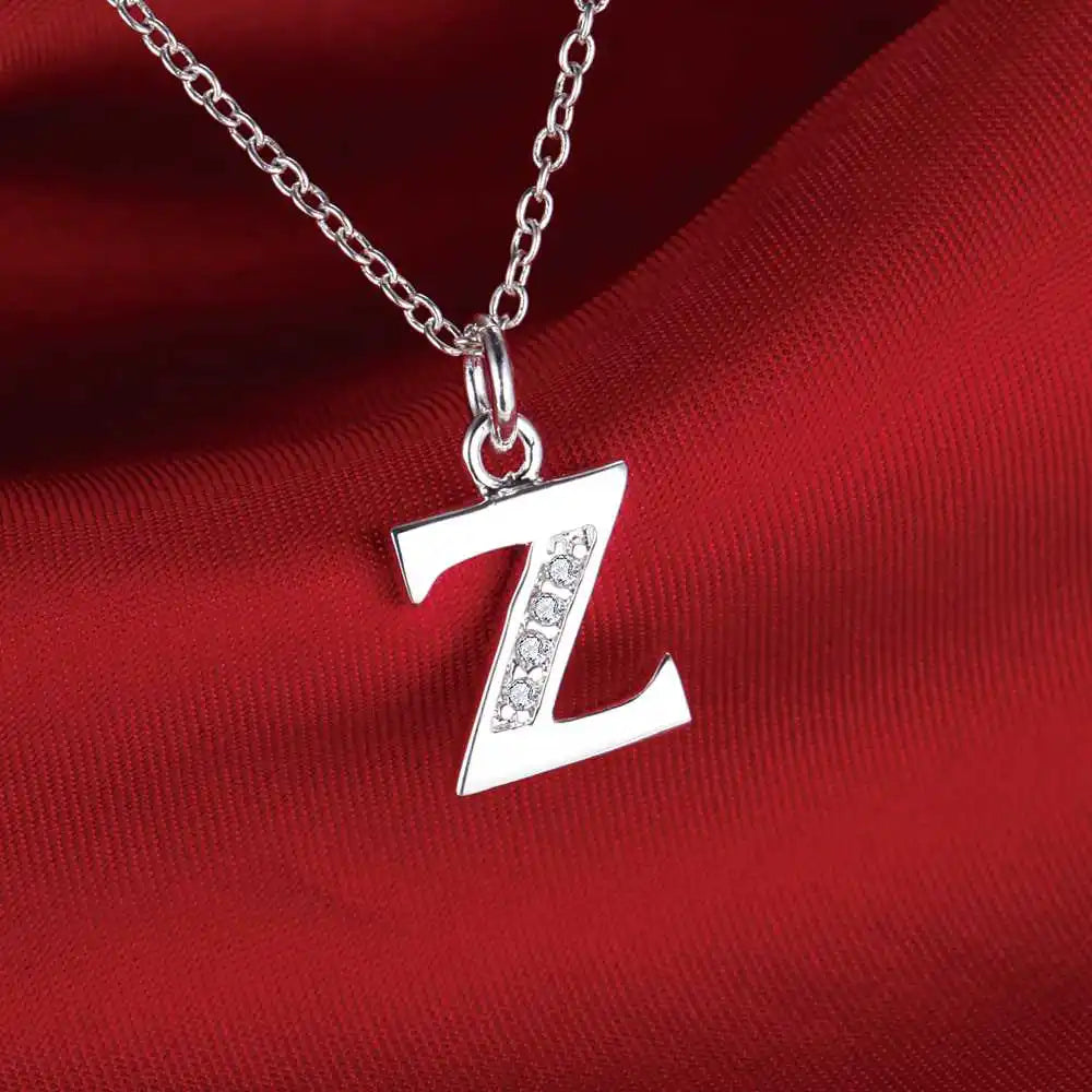 Letters Sterling Silver Necklace Pendant Name Initial