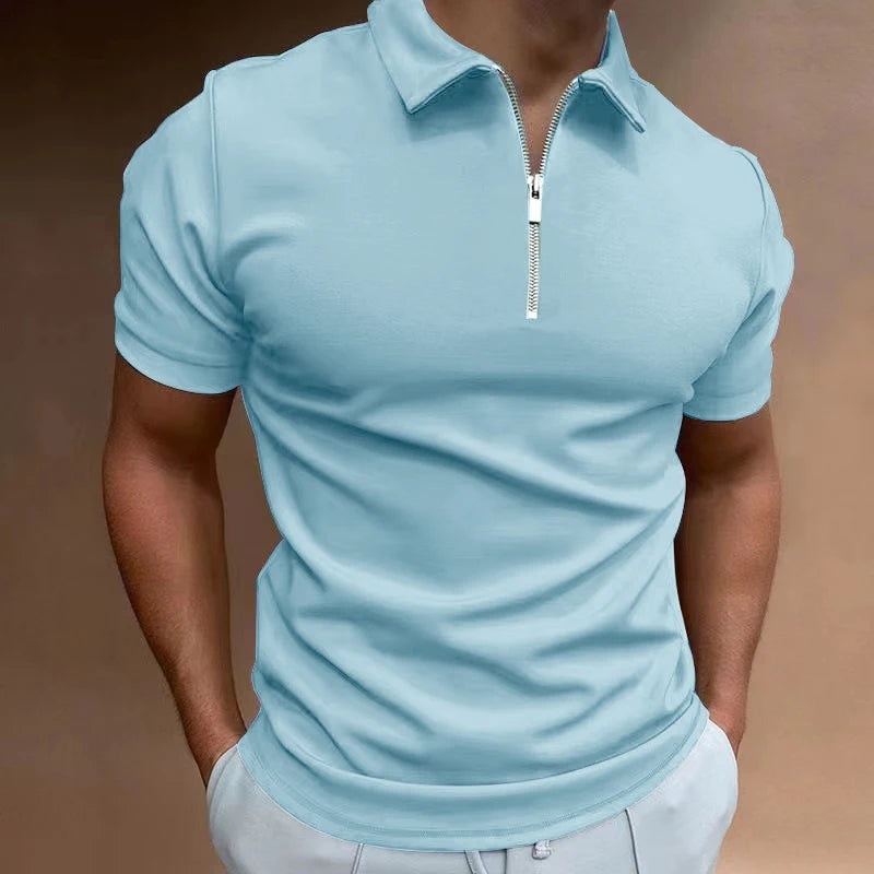 Zipper Polo Shirt Classy Casual Men's Golf Top