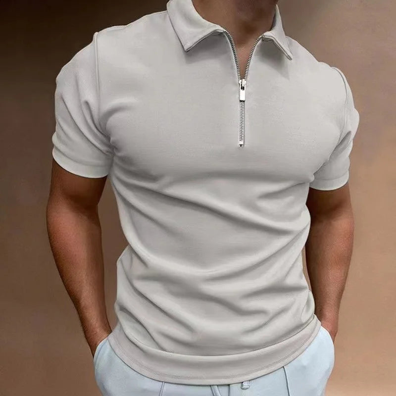 Zipper Polo Shirt Classy Casual Men's Golf Top