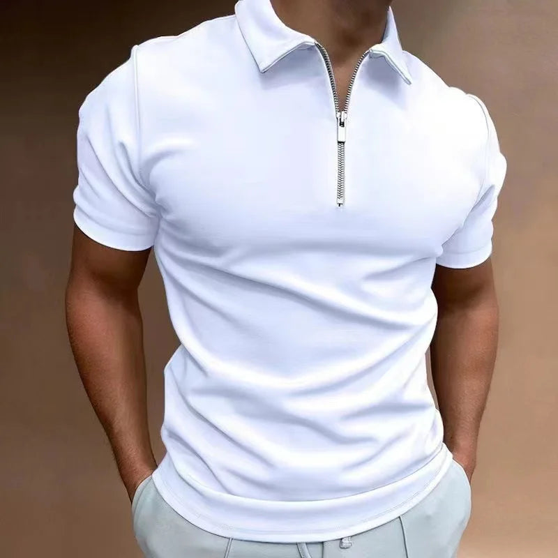 Zipper Polo Shirt Classy Casual Men's Golf Top