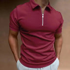 Zipper Polo Shirt Classy Casual Men's Golf Top