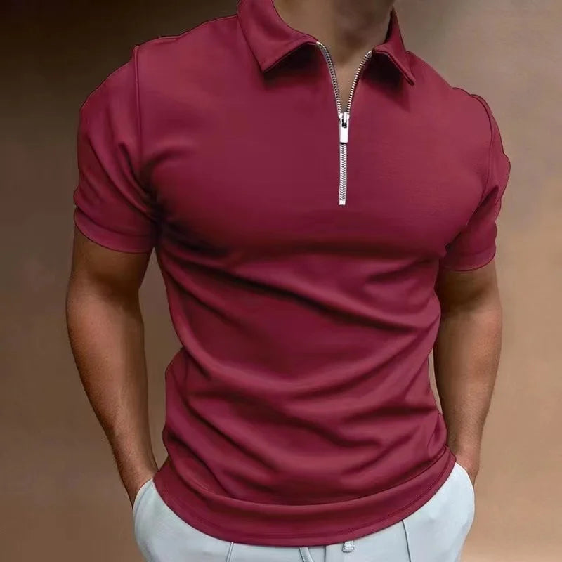 Zipper Polo Shirt Classy Casual Men's Golf Top