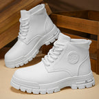 White High-Top Lace-Up Boots